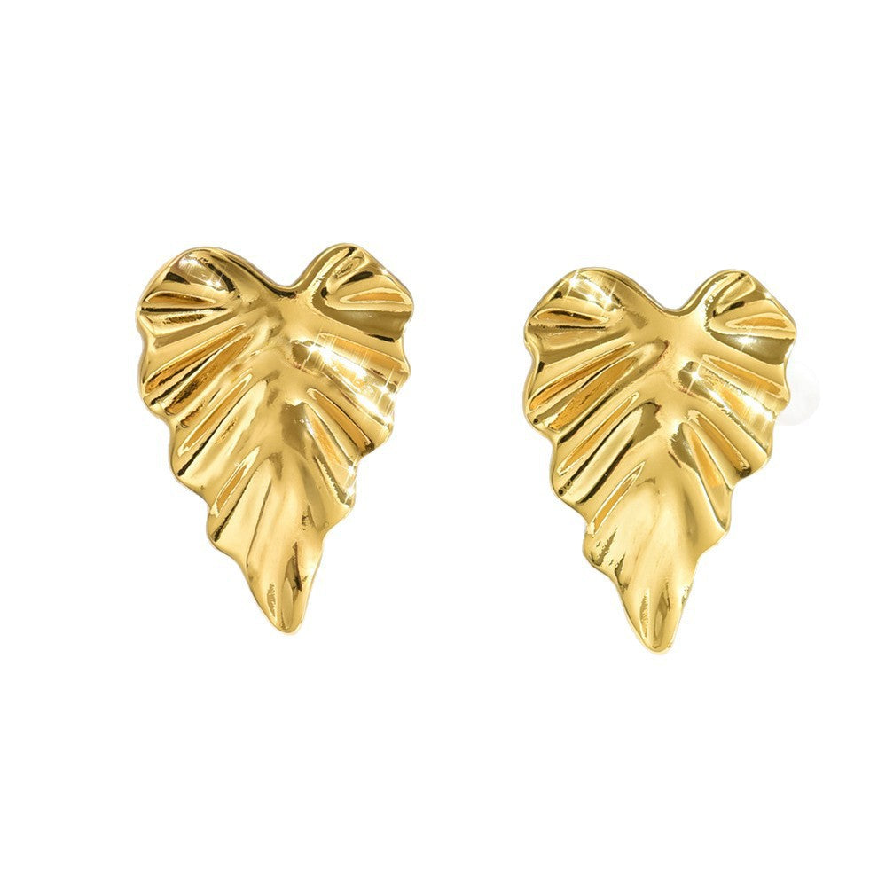 Nature Inspired Leaf Earrings – Lightweight Gold Stainless Steel Jewelry