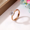 Classic Solitaire Engagement Ring – 18K Gold Plated Cubic Zirconia Promise Ring for Women A2