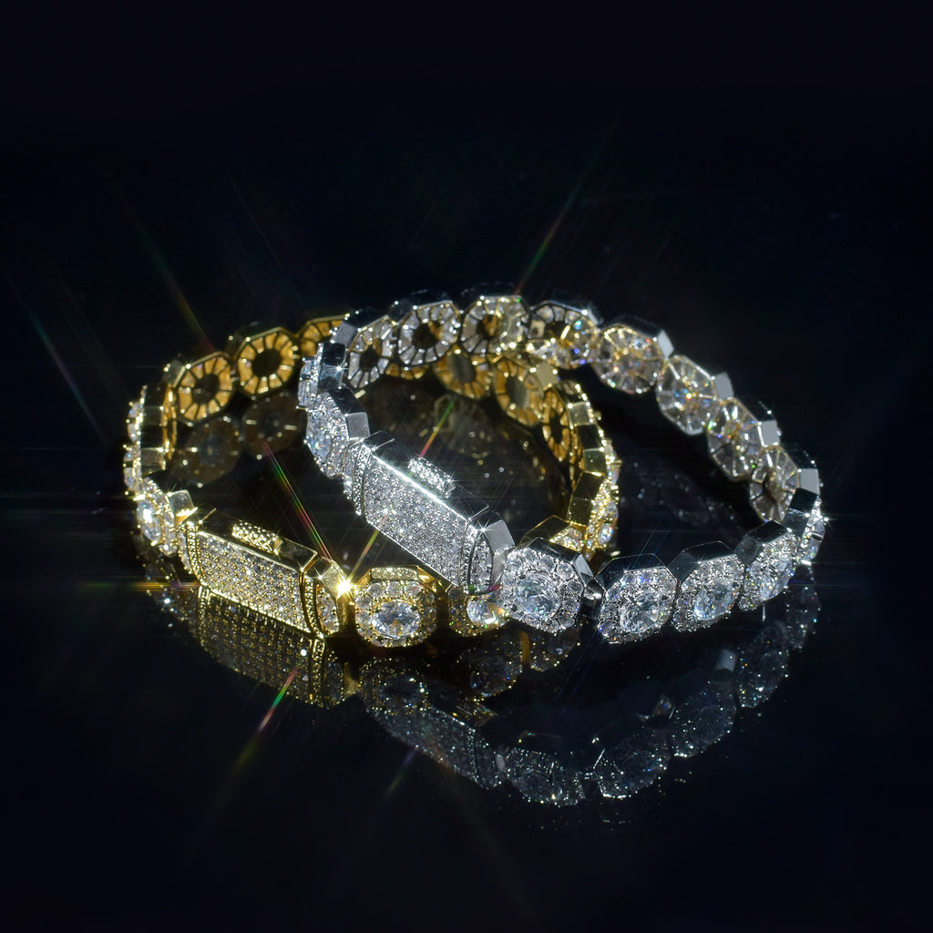 Bling Iced Out Geometric Bracelet – High Shine Cubic Zirconia Statement Jewelry