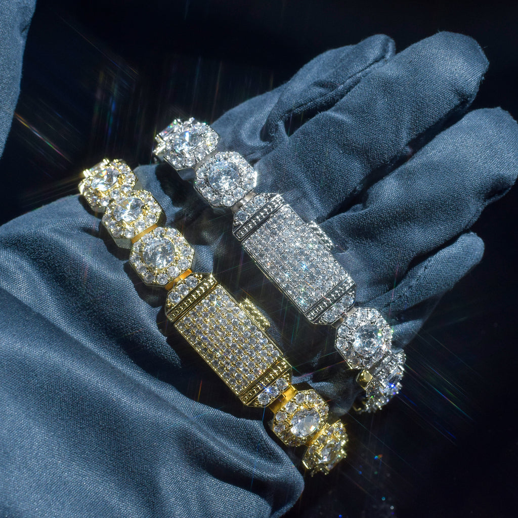 Bling Iced Out Geometric Bracelet – High Shine Cubic Zirconia Statement Jewelry