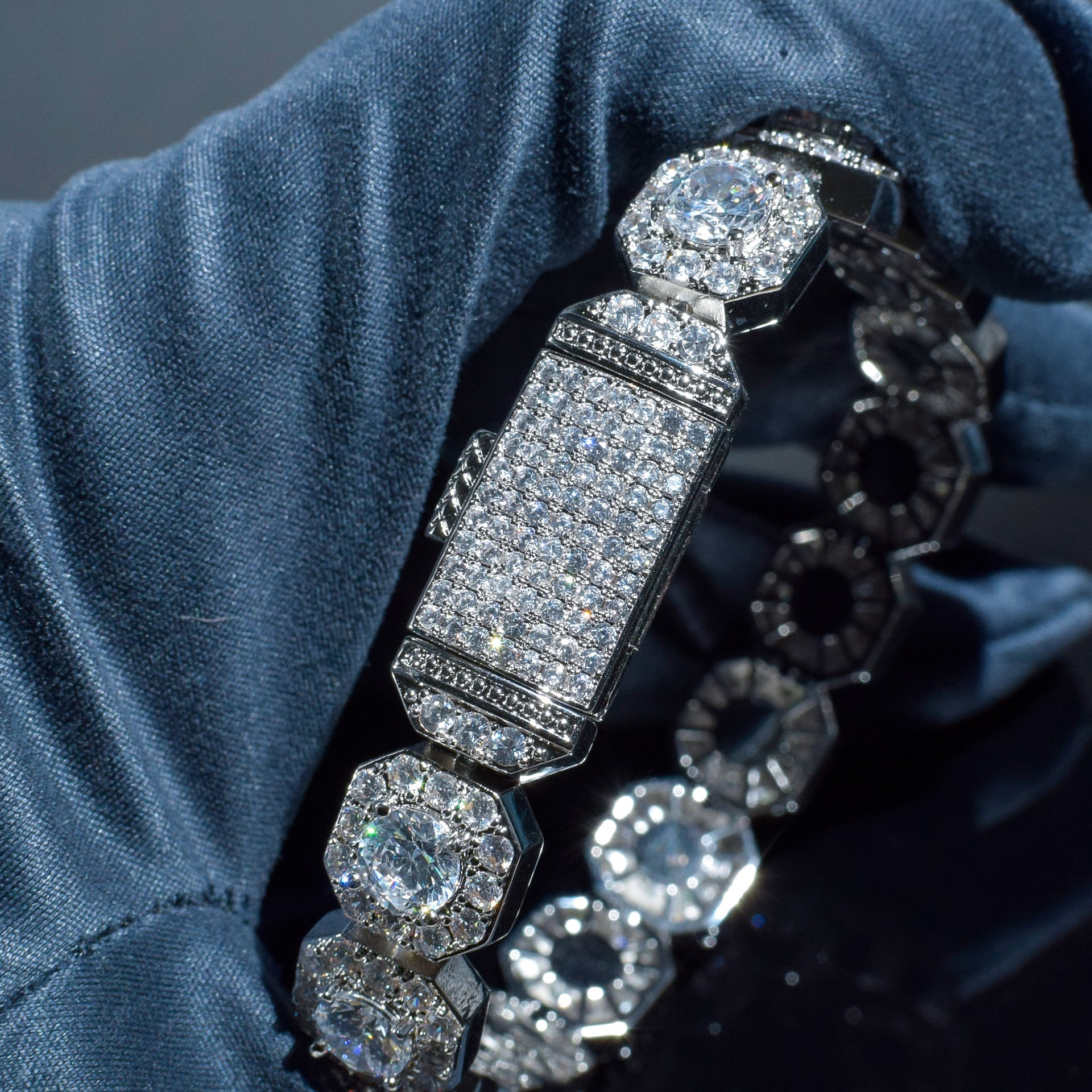 Bling Iced Out Geometric Bracelet – High Shine Cubic Zirconia Statement Jewelry