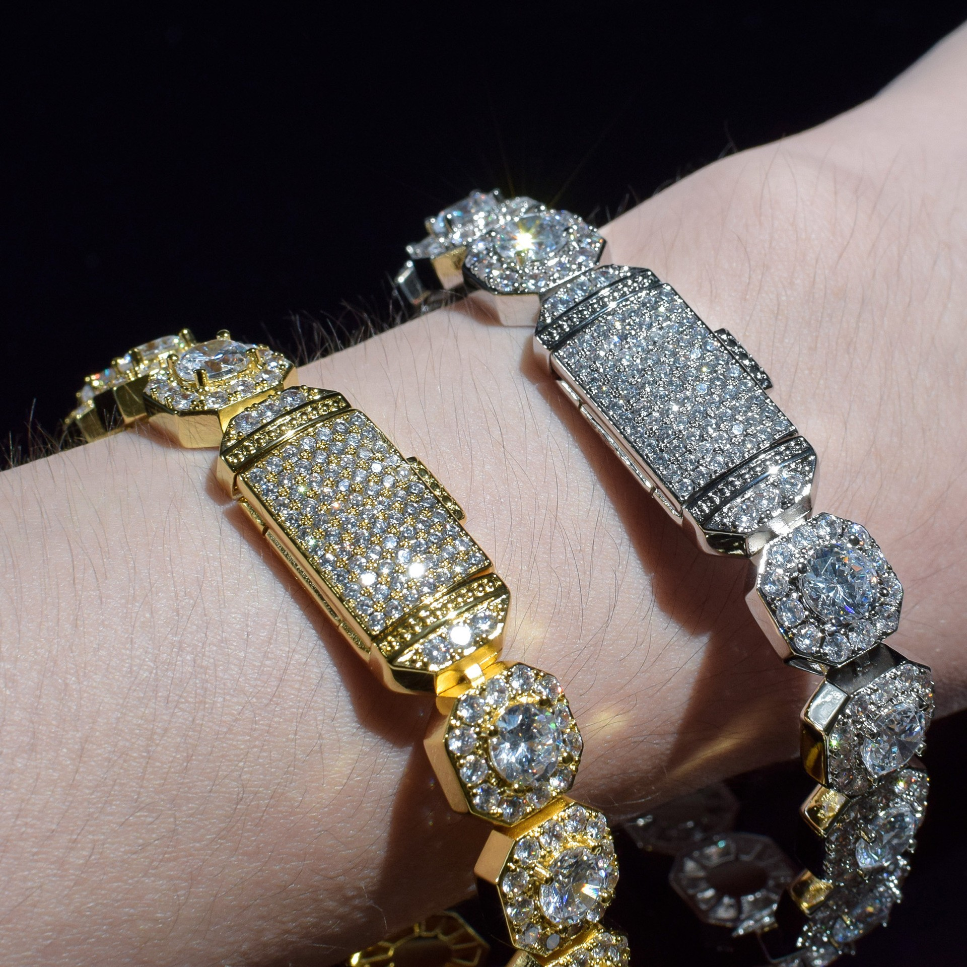 Bling Iced Out Geometric Bracelet – High Shine Cubic Zirconia Statement Jewelry